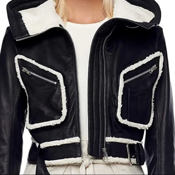NWT Jonny Cota Leather snd Sherpa 5⭐️Fave Hoodie Moto - Picture 2 of 11